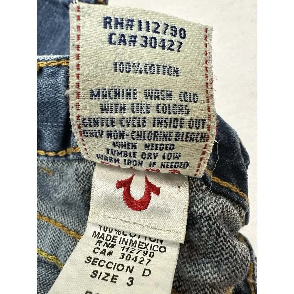 True Religion Jeans Girls Size 3 Toddler Distressed Fashion Wide Leg